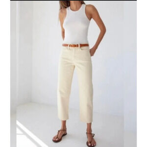 AYR Jeans Size 34 NEW The Beat Drop High Rise Barrel Leg Straw Hat Cream Denim